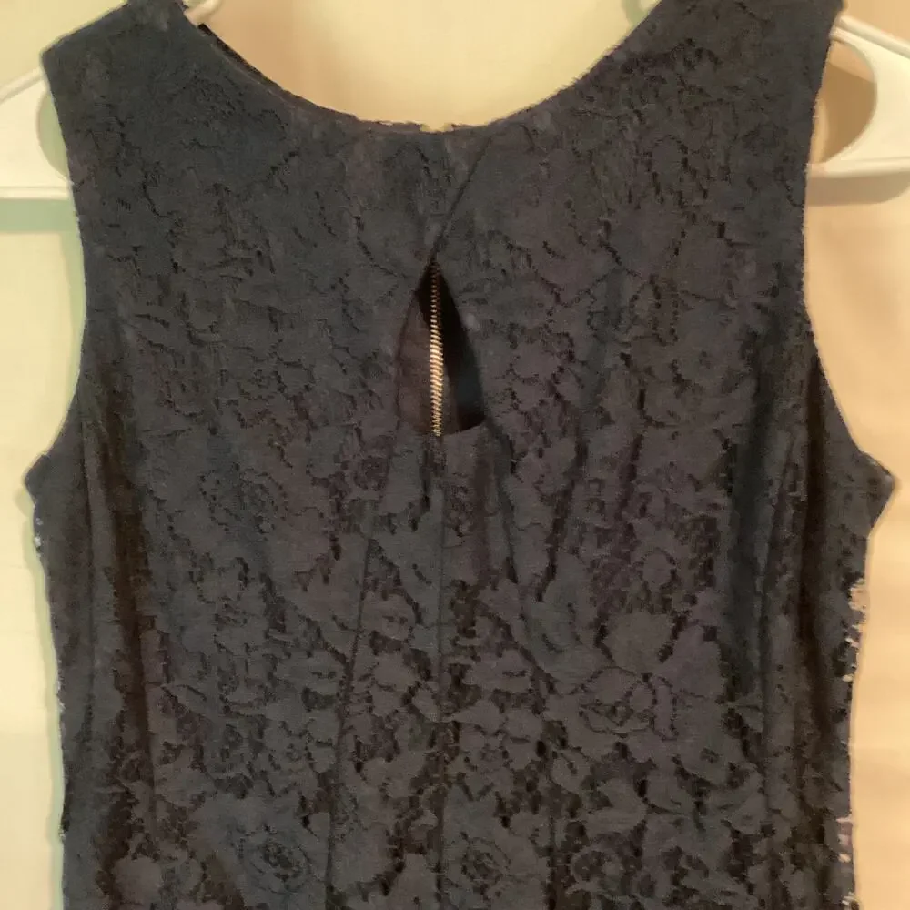 1166 Danny & Nicole Women’s Fit & Flare Lace Layered Dress Sleeveless Navy 6P
